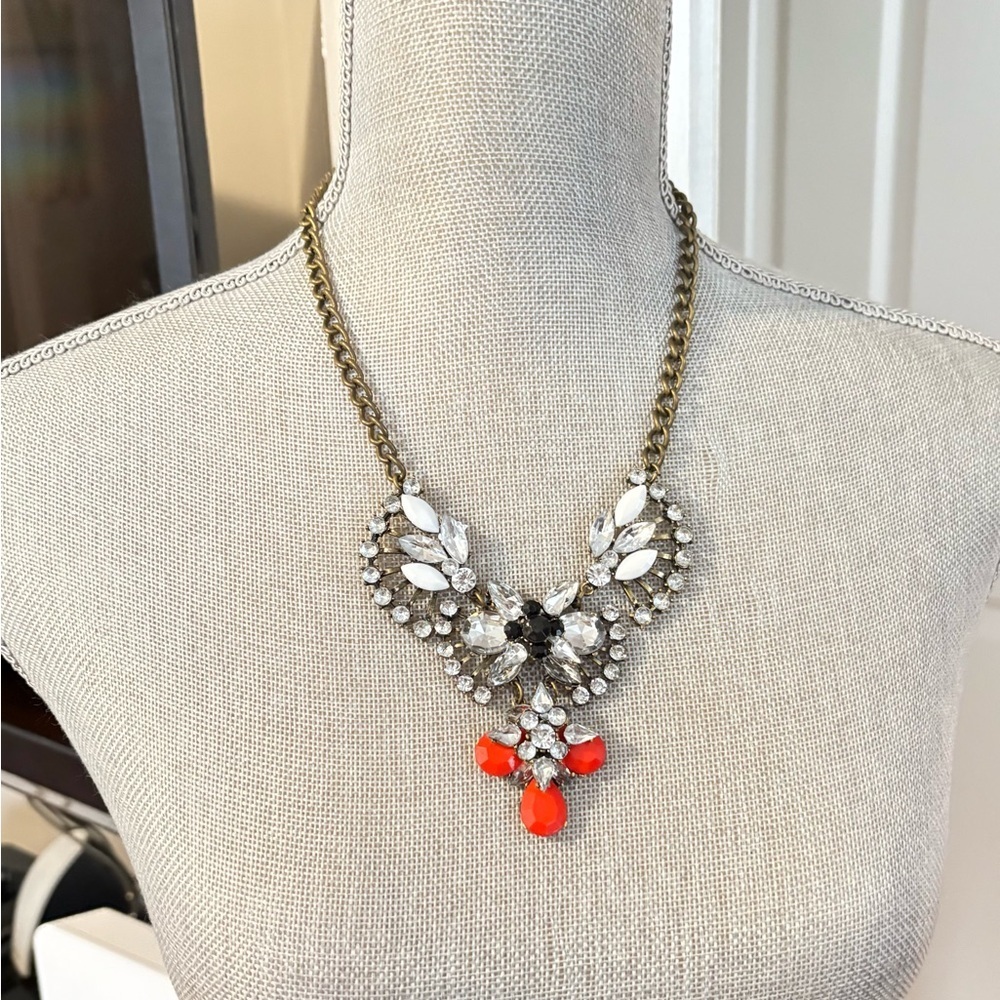 RED CRYSTAL STATEMENT NECKLACE #159 - Picture 3 of 5
